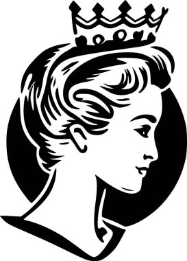 Kraliçe - minimalist ve düz logo - vektör illüstrasyonu