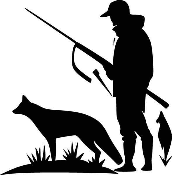 Hunting - black and white vector illustration