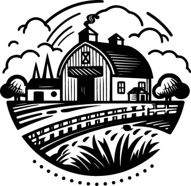 Çiftlik - minimalist ve düz logo - vektör illüstrasyonu