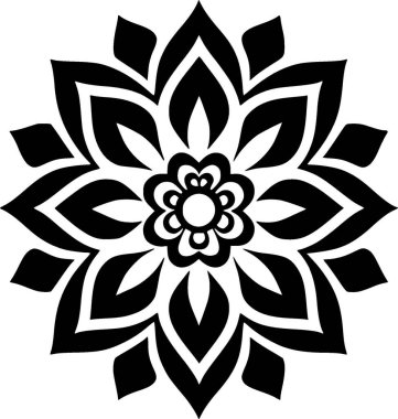 Mandala - minimalist ve düz logo - vektör illüstrasyonu