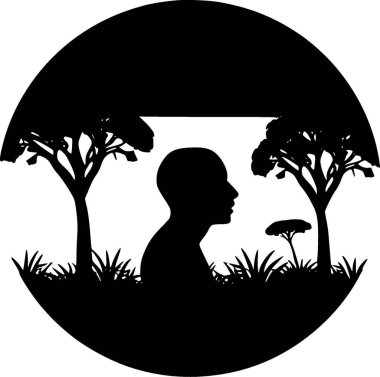 Afrika - siyah ve beyaz izole edilmiş ikon - vektör illüstrasyonu