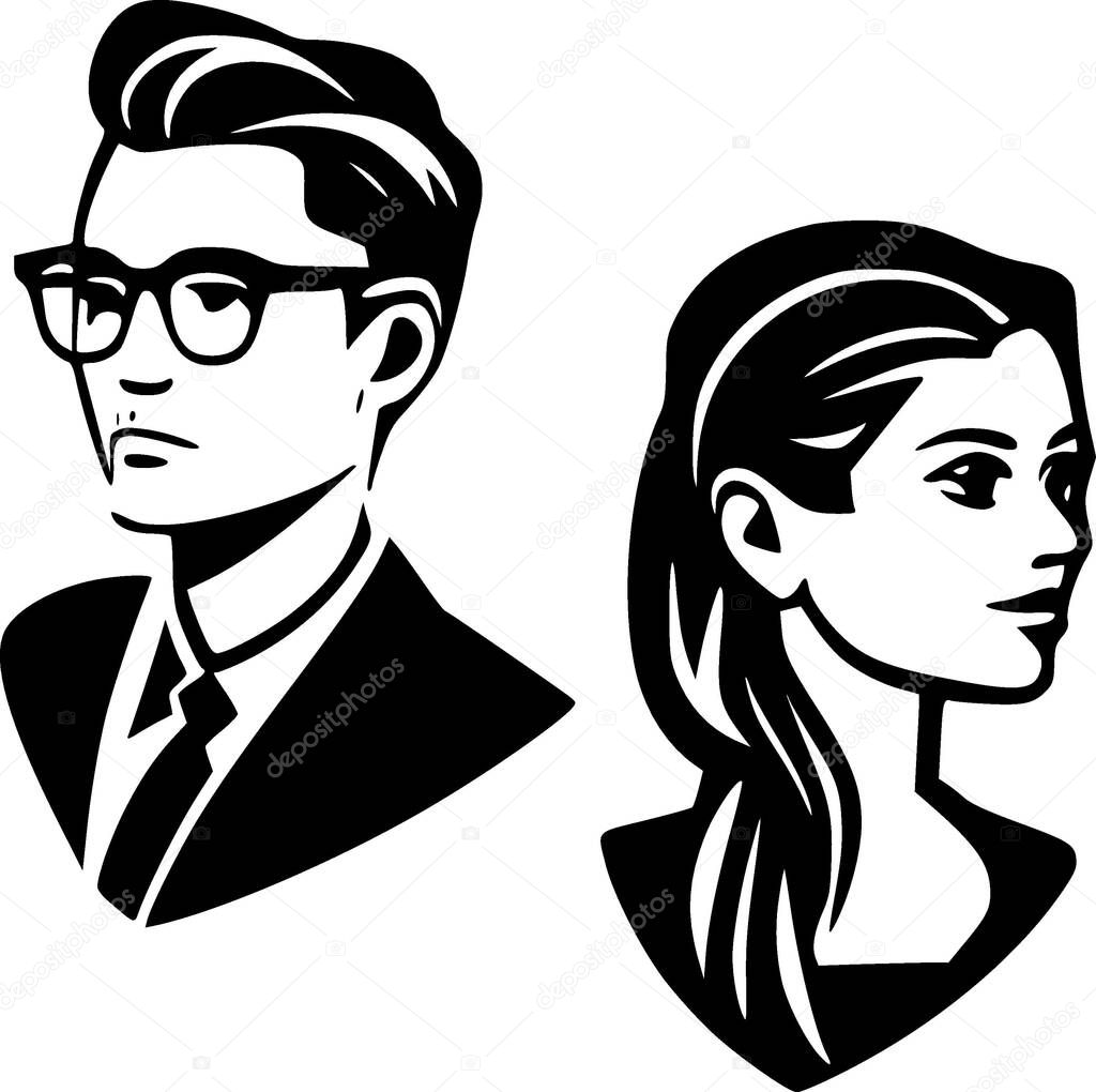 Couple clip art - minimalist and simple silhouette - vector illustration