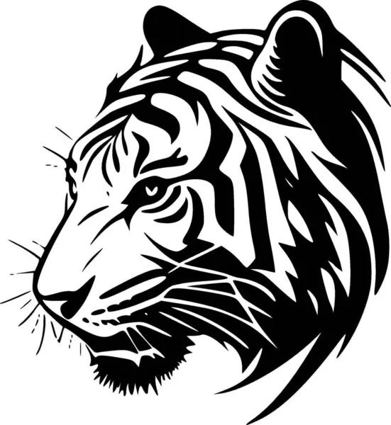 Tiger Schwarz Weiße Vektorillustration — Stockvektor