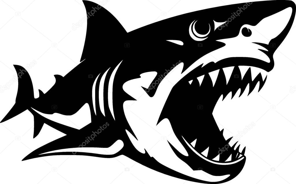 Shark - minimalist and simple silhouette - vector illustration