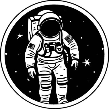 Astronot - yüksek kaliteli vektör logosu - t-shirt grafiği için ideal vektör çizimi