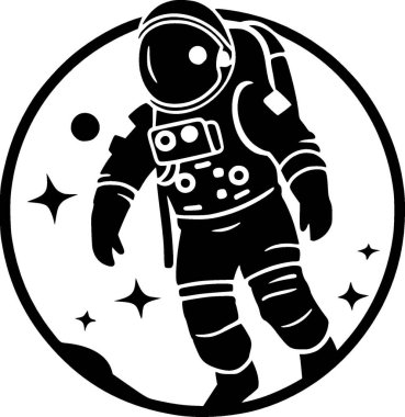 Astronaut - black and white vector illustration clipart