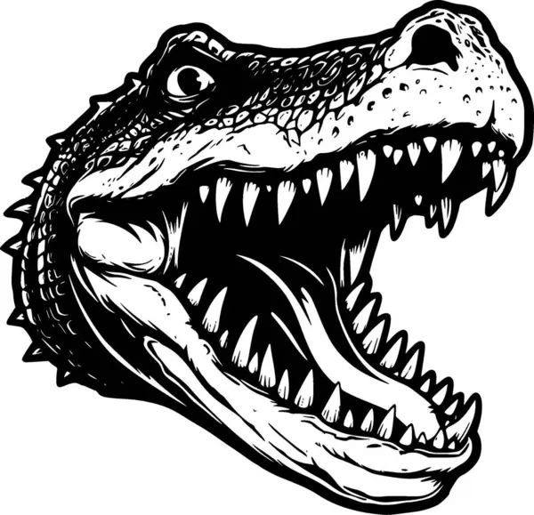 Крокодил Черно Белый Изолированный Значок Векторная Иллюстрация — стоковый вектор