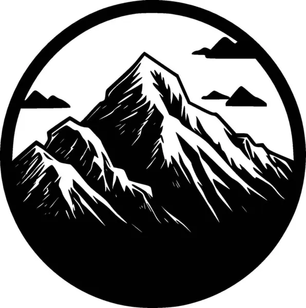 Гора Черно Белая Векторная Иллюстрация — стоковый вектор