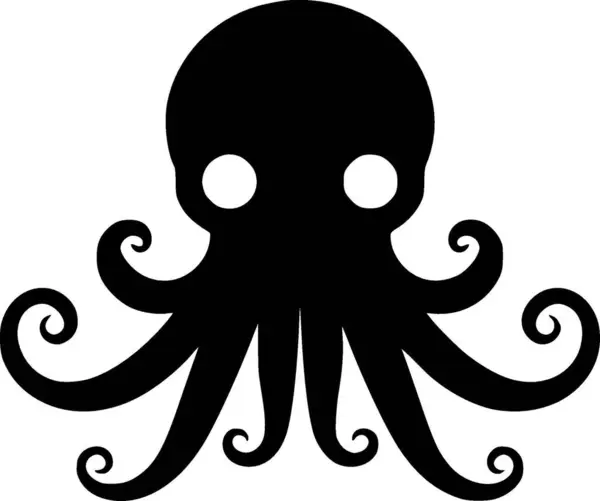 Octopus Illustration Sort Hvid Vektor – Stock-vektor