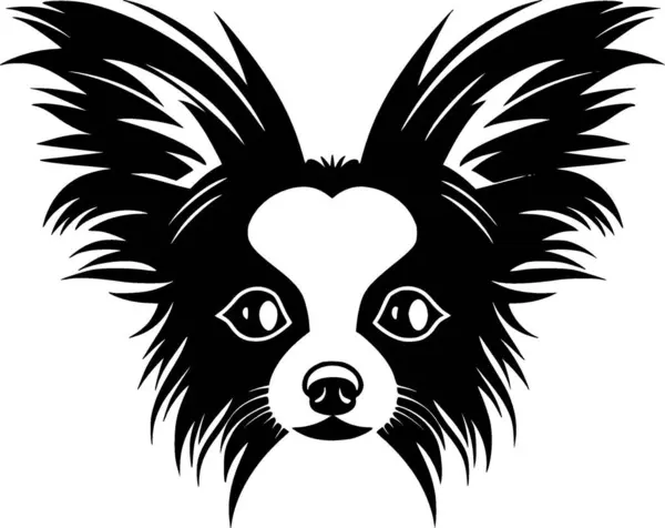 stock vector Papillon dog - black and white isolated icon - vector illustration