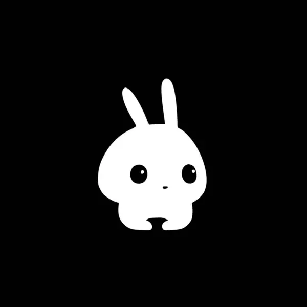 Bunny Sort Hvidt Isoleret Ikon Vektorillustration – Stock-vektor