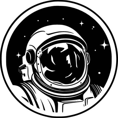Astronaut - black and white isolated icon - vector illustration clipart