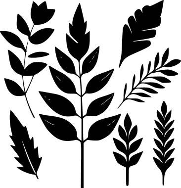 Leaves - black and white vector illustration clipart