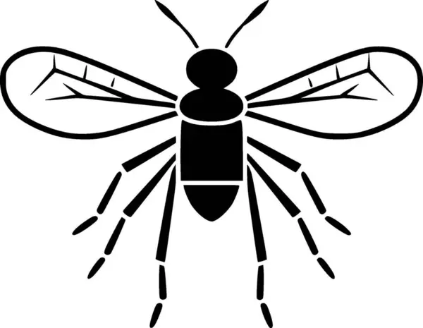 Mosquito Ilustração Vetorial Preto Branco — Vetor de Stock