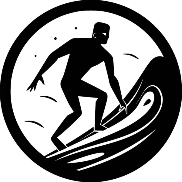 Surf Illustration Sort Hvid Vektor – Stock-vektor