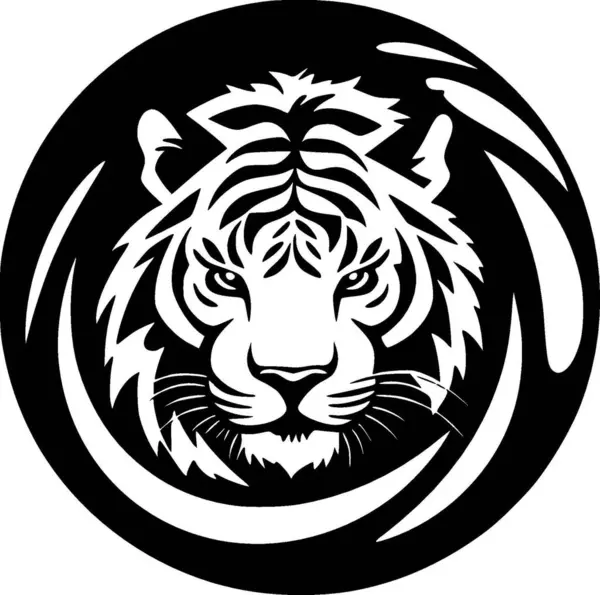 Tigris Fekete Fehér Elszigetelt Ikon Vektor Illusztráció — Stock Vector