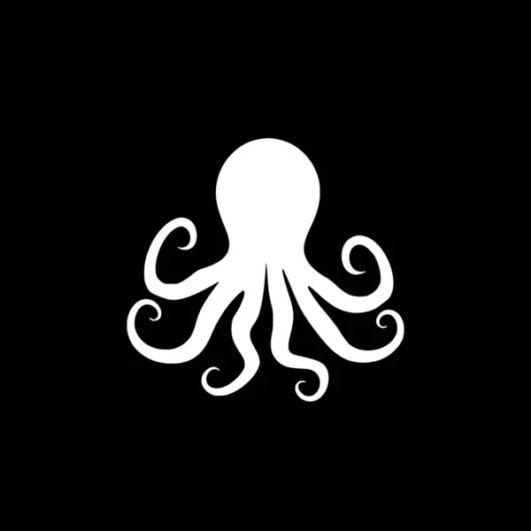 Octopus Sort Hvidt Isoleret Ikon Vektorillustration – Stock-vektor