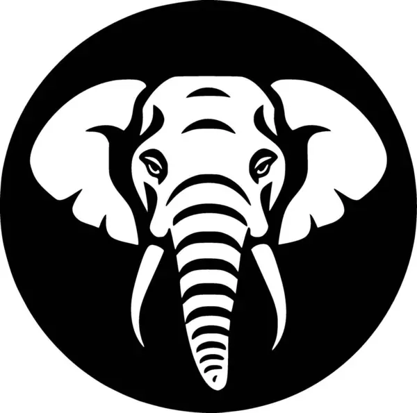 Elephant Black White Isolated Icon Vector Illustration — Stock Vector