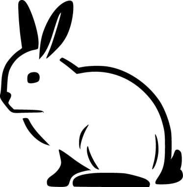 Tavşan - siyah ve beyaz vektör çizimi