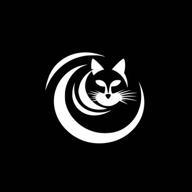 Kedi - minimalist ve düz logo - vektör illüstrasyonu