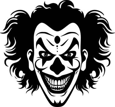 Clown - black and white vector illustration clipart