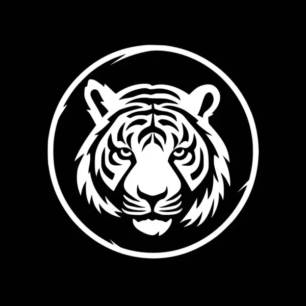 Τίγρης Μαύρο Και Άσπρο Απομονωμένο Εικονίδιο Διανυσματική Απεικόνιση — Διανυσματικό Αρχείο