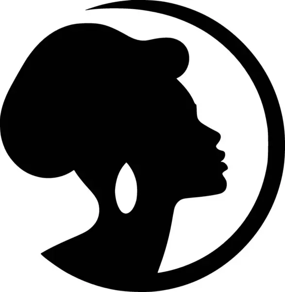 Черная Женщина Черно Белая Иконка Векторная Иллюстрация — стоковый вектор