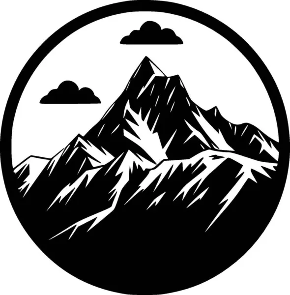 Gama Montanhas Ilustração Vetorial Preto Branco — Vetor de Stock