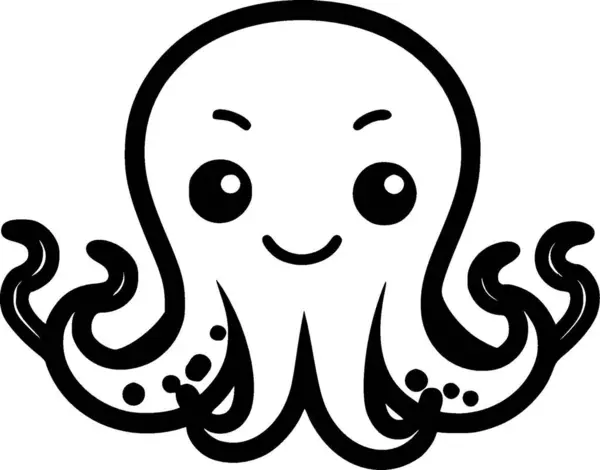Octopus Logotipo Minimalista Plano Ilustração Vetorial — Vetor de Stock