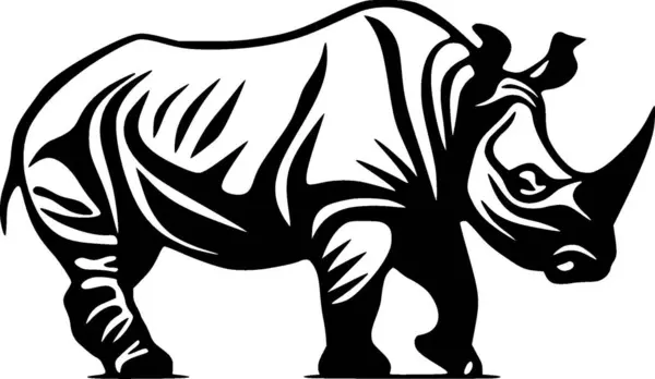 Stock vector Rhinoceros - black and white vector illustration