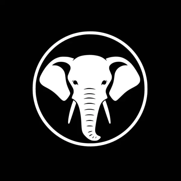Elefante Logo Minimalista Piatto Illustrazione Vettoriale — Vettoriale Stock