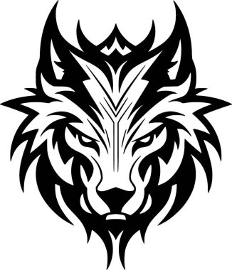 Wolf - black and white vector illustration clipart