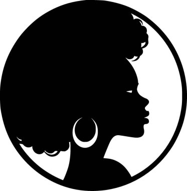 Siyah kadın - minimalist ve düz logo - vektör illüstrasyonu