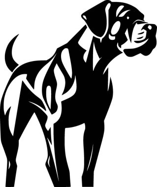 Boxer - black and white vector illustration clipart