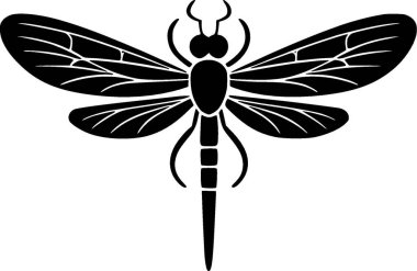 Dragonfly - black and white isolated icon - vector illustration clipart
