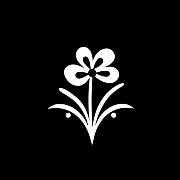 Flower Black White Isolated Icon Vector Illustration — Stock Vector