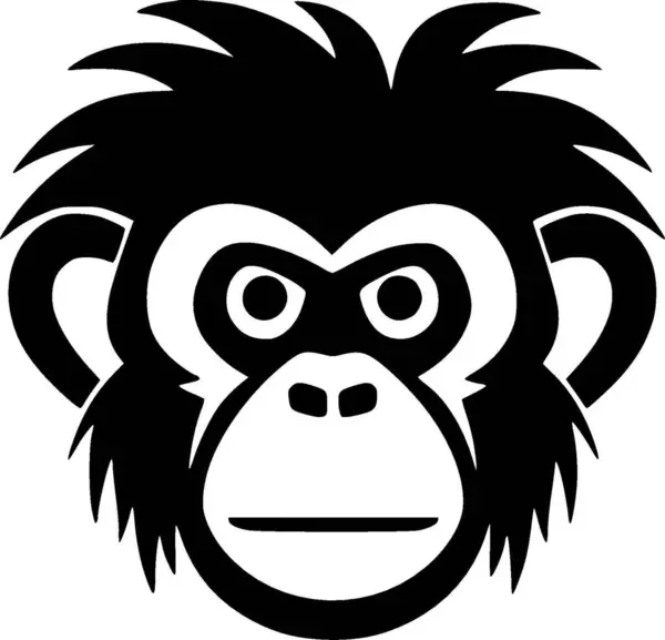 Małpa Czarno Biały Wektor Ilustracji — Wektor stockowy