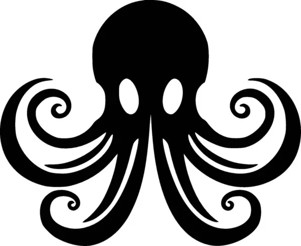 Tentáculos Octopus Silhueta Minimalista Simples Ilustração Vetorial — Vetor de Stock