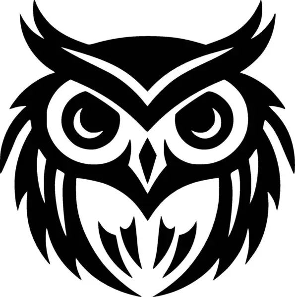 Owl Black White Vector Illustration — Stock Vector
