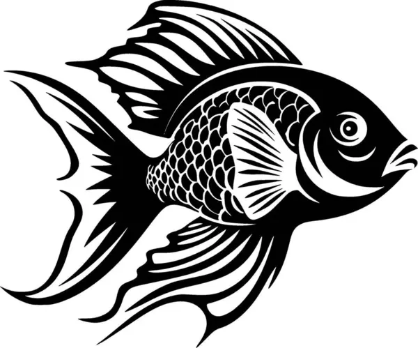 Рыба Черно Белая Векторная Иллюстрация — стоковый вектор