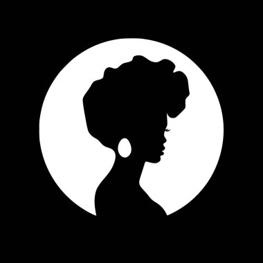 Siyah kadın - siyah ve beyaz vektör çizimi