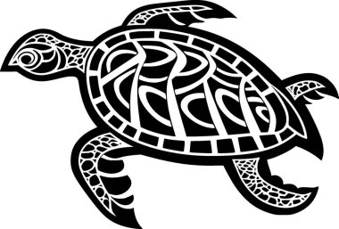 Turtle - black and white vector illustration clipart
