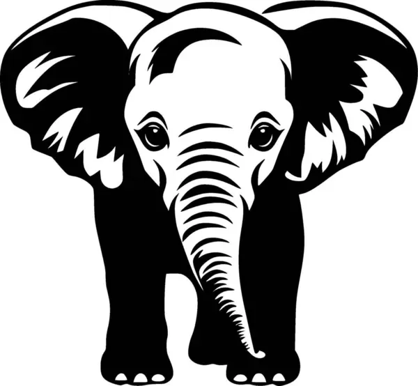 Elefante Bebê Ícone Isolado Preto Branco Ilustração Vetorial — Vetor de Stock