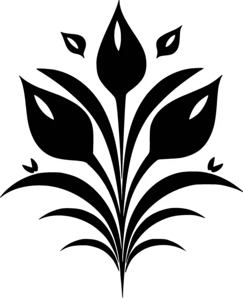 Bloemen Zwart Wit Vector Illustratie — Stockvector