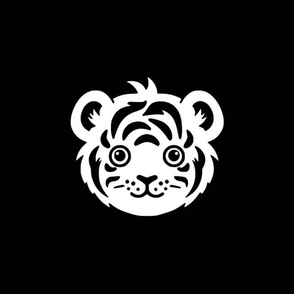 Тигр Дитина Чорно Біла Векторні Ілюстрації — стоковий вектор