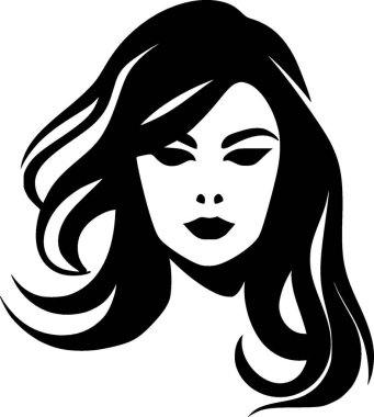 Kız - minimalist ve düz logo - vektör illüstrasyonu