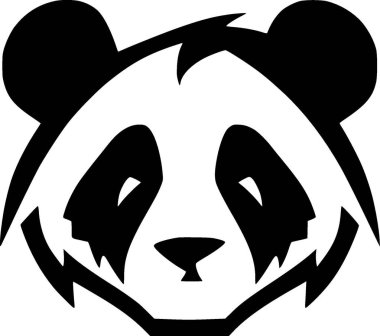 Panda - black and white vector illustration clipart