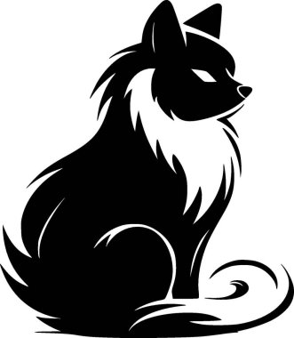 Fox - black and white vector illustration clipart