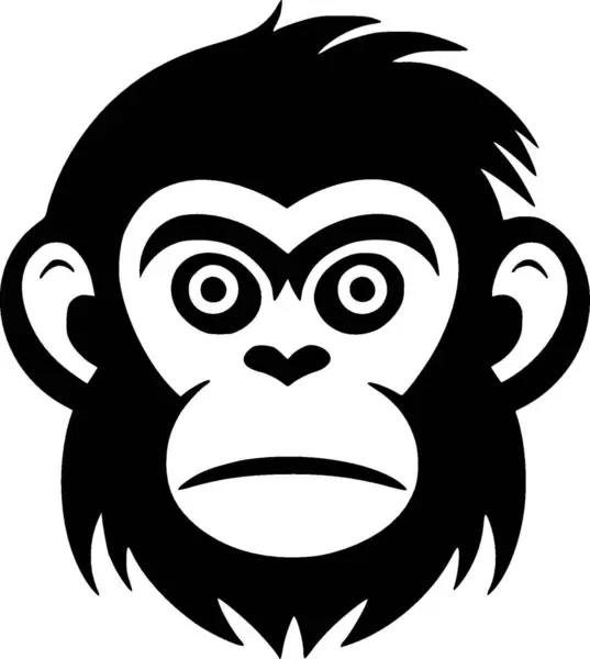 Małpa Czarno Biały Wektor Ilustracji — Wektor stockowy