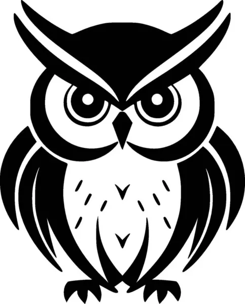 Owl Black White Isolated Icon Vector Illustration — Stock Vector